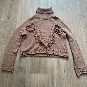 Show me your mumu - Felicia Fringe Sweater, Almond Knit - size medium